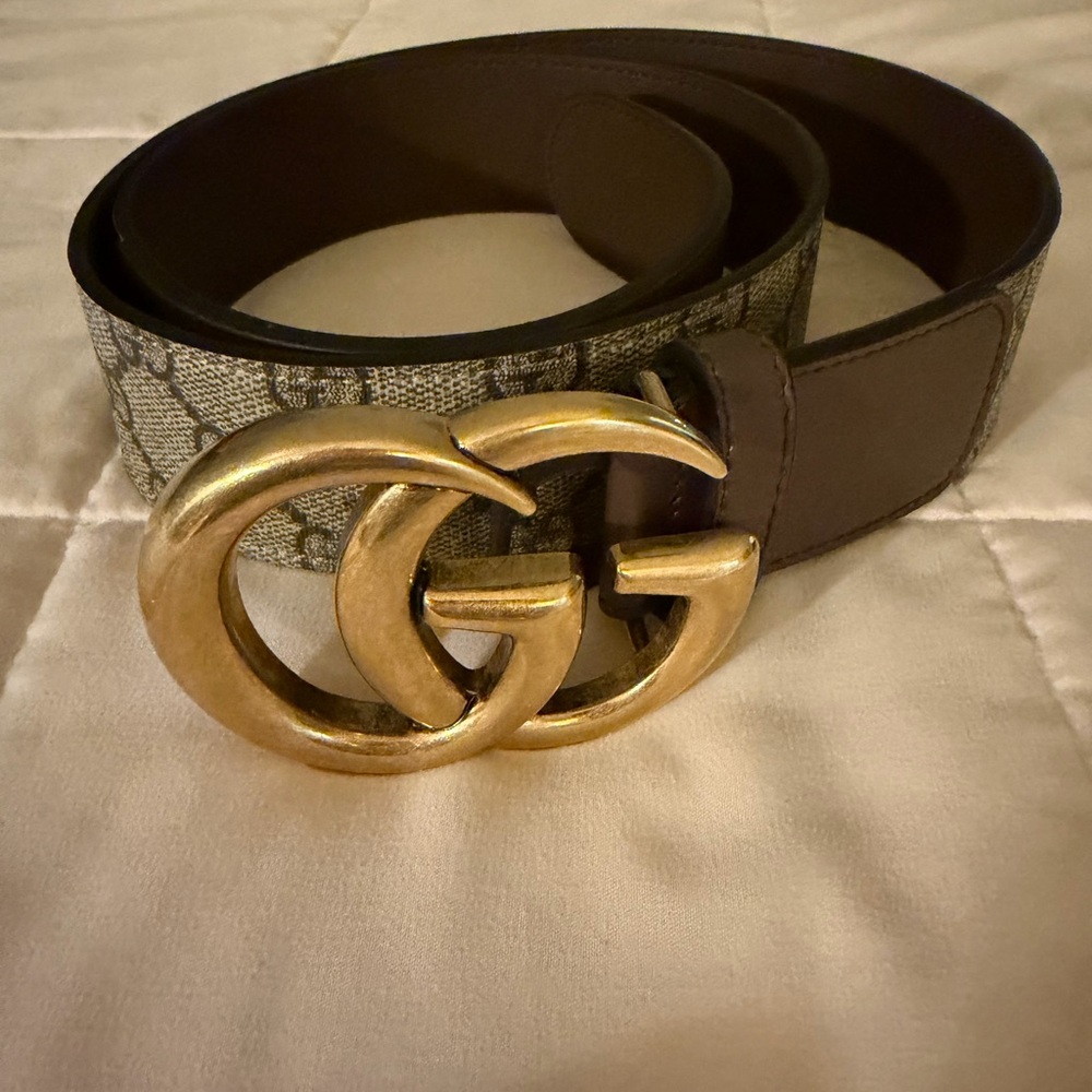 Gucci Brown Leather Belt with Gold Accent